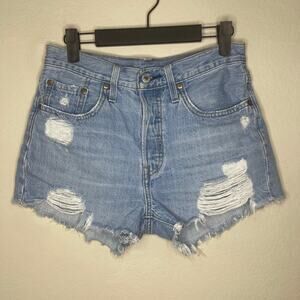 Levi’s 501 Cutoff Denim Shorts High Rise Button Fly Womens - Size W27